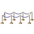 Montour Line Stanchion Post & Rope Kit Pol.Brass, 8FlatTop 7Blue Rope 8.5x11V Sign C-Kit-7-PB-FL-1-Tapped-1-8511-V-7-PVR-BL-PB